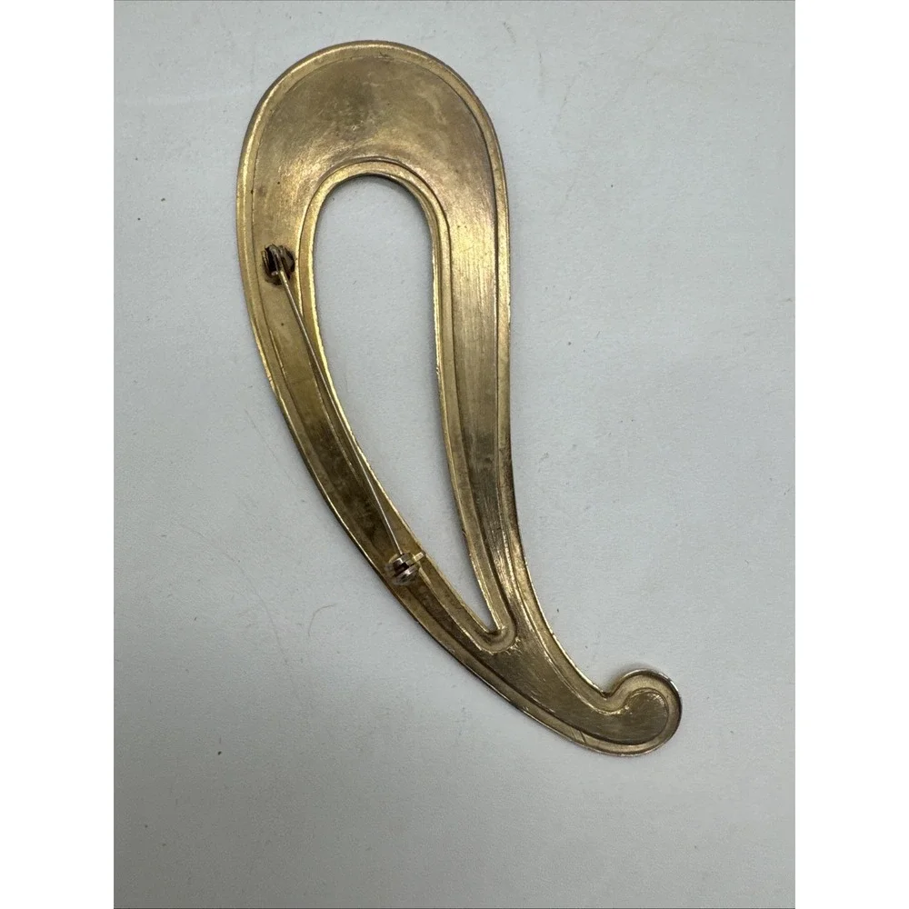 Vintage Paisley Enamel Brooch Gold Tone Pink Teal‎ Purple Teardrop Pin 4